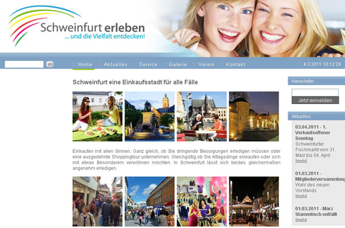 Schweinfurt erleben 2011 - Internetseite