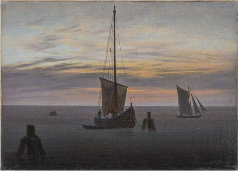 02_C.D.F., Fischerboote auf der Ostsee (Abend am Meer), um 1825, 1826_Museum Georg Schäfer Schweinfurt